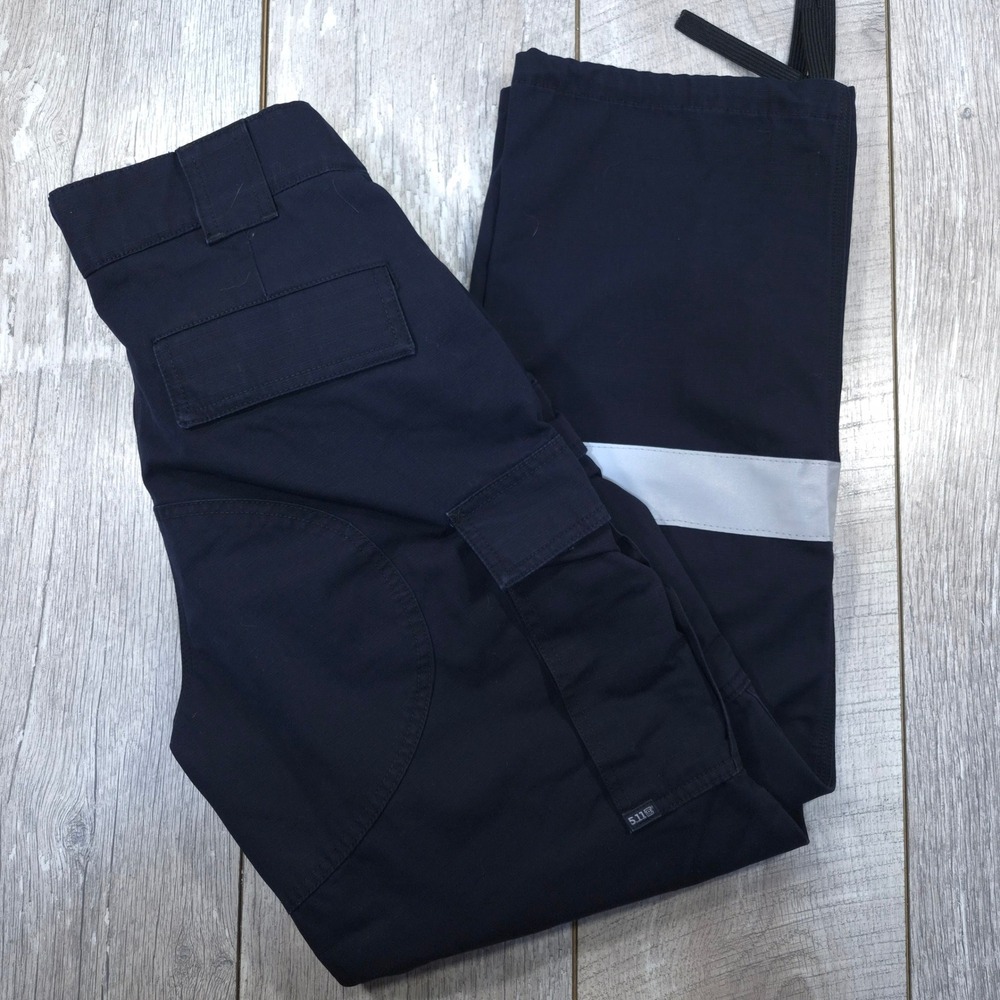 5.11 Tactical Cargo Pants Womens 10 Navy Blue Reflective Stripe Ripstop Utility